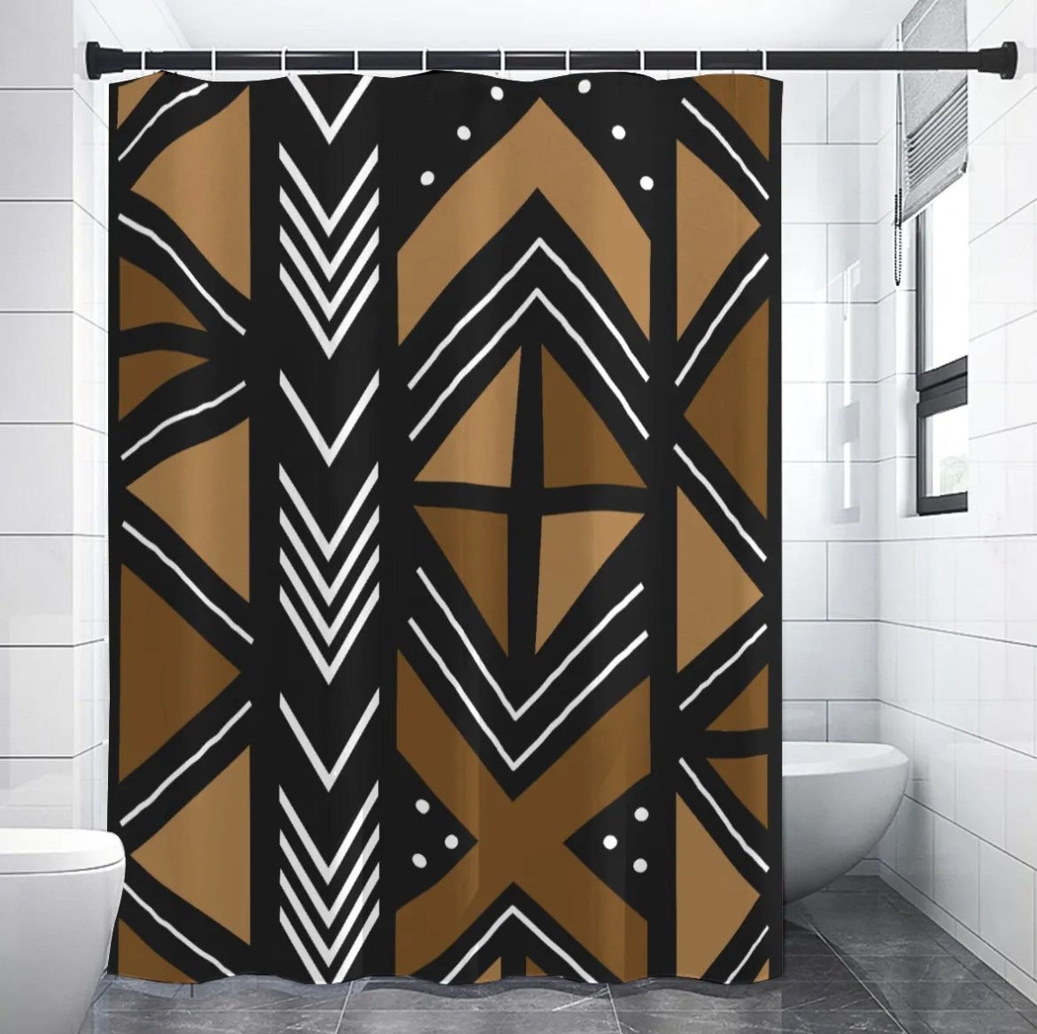 Printed Mud Cloth Inspired Shower Curtain - Model 1718 - Etsy