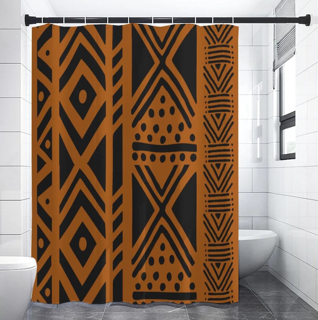 Printed Mud Cloth Inspired Shower Curtain - Model 1140 - Etsy