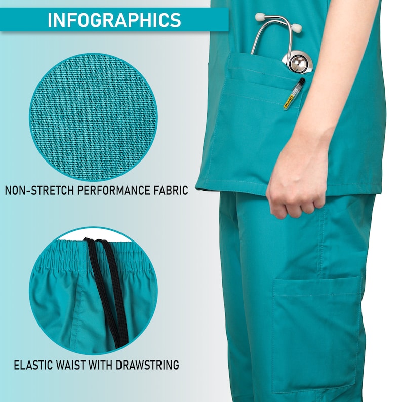 MediLap® Uniforme médical de gommage pour femmes TUNIQUE Pantalon Chemise Chemises d'hôpital Médecins Infirmières Costume Salon de beauté Maquillage pour les ongles Vêtements de travail image 6