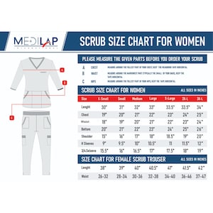 MediLap® Ladies Medical Scrub Uniform TUNIC Trouser Shirt Hospital Gowns Doctors Nurses Suit beauty salon lash nail makeup artist workwear image 3