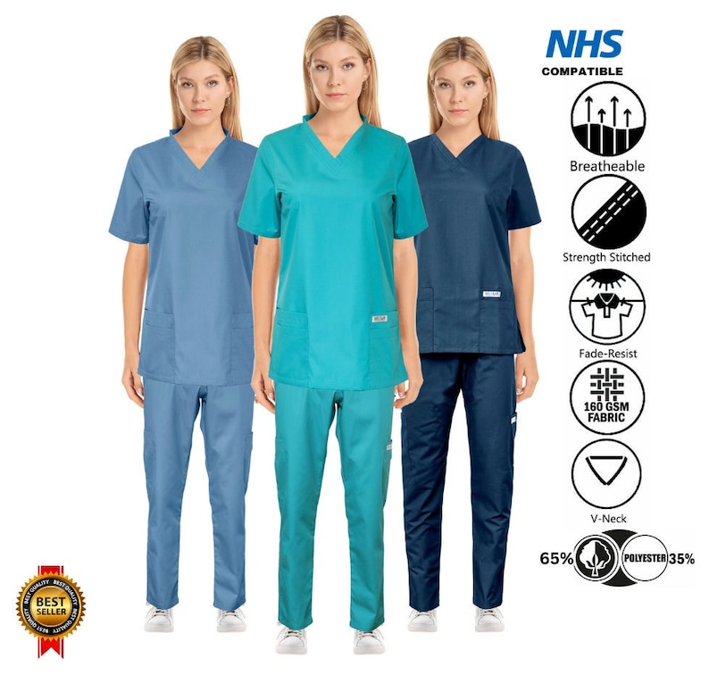 MediLap® Ladies Medical Scrub Uniform TUNIC Trouser Shirt Hospital Gowns Doctors Nurses Suit beauty salon lash nail makeup artist workwear image 1