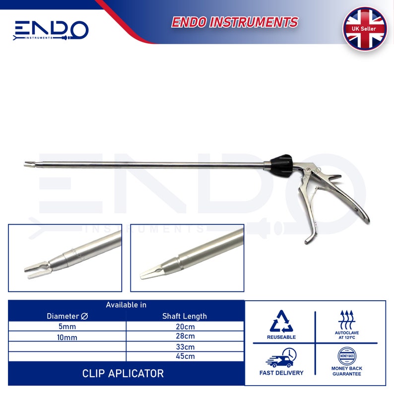 ENDO Nouveau 10mm x 33cm Laparoscopie Clip Applier Endoscopie Applicateur Titane Clips Applicateurs LT300 LT400 10x330mm ML M/L Moyen Grand image 10