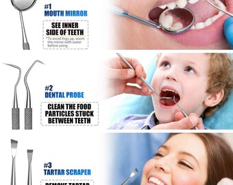 1 Set Dental Scraper Mirror Scaler Tooth Hygiene Tartar Calculus Plaque 3 &4 Pcs