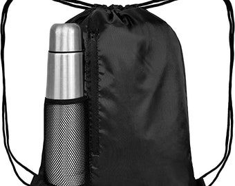 Sac à cordon étanche, sacs à chaussures de sport, de gymnastique, avec 3 poches, sac de danse de natation PE, sac à dos avec poche Mobile, sac cadeau noir