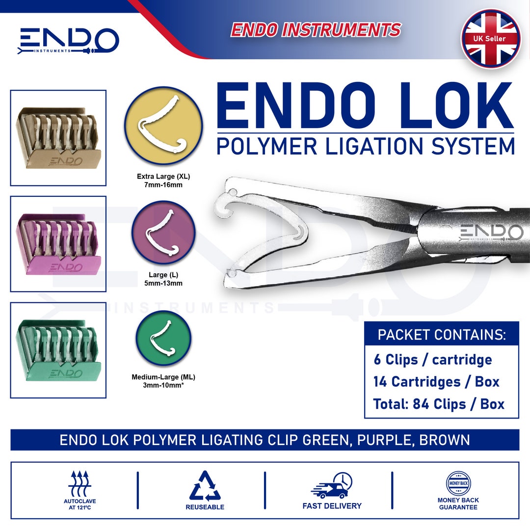 84 X Endolok Polymer Ligation Clips Endo Lok Ligating Locking System