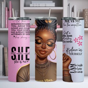 Boss Vibes Affirmations Tumbler: 20oz Stainless Steel, Self-Love Gift