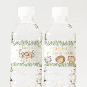 Editable Safari Water Bottle Labels, Water Bottle Label Template, Boy Birthday Decor, Drink Tags, Juice Label Print, Bottle Label Custom