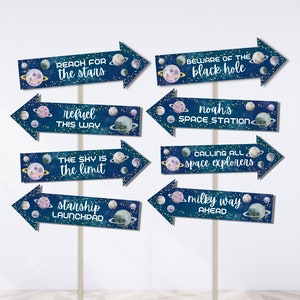 Space Direction Signs, Space Party Decor, Space Birthday Decorations, Space Theme Birthday, Space Party, Birthday Party Decorations