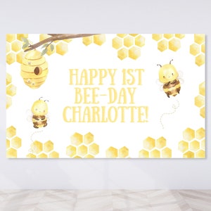 Editable Bee Backdrop, Party Backdrop, Party Background, Birthday Backdrop, 1st Birthday Banner, First Birthday Banner, Backdrop Custom