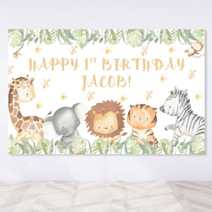 Editable Safari Party Backdrop, Birthday Backdrop Kids, Birthday Background, Backdrop Custom, Custom Birthday Banner, Party Decorations