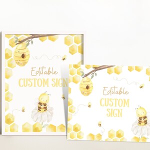 Editable Bee Birthday Sign, Custom Birthday Sign, Table Sign Template, Printable Party Sign, Bee Day Party Decor, Bee Party Decorations