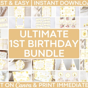 Editable Bee Birthday Decorations Bundle, First Bee Day Decorations, First Bee Day Bundle, Bee Day Decor, 1st Bee Day, First Birthday Girl