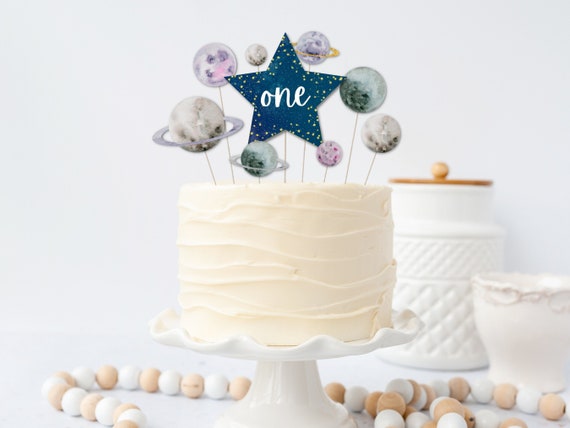 Happy Birthday Cake Topper Set - 9-Piece Blue & White Glitter Decorations For Cupcakes - View #3