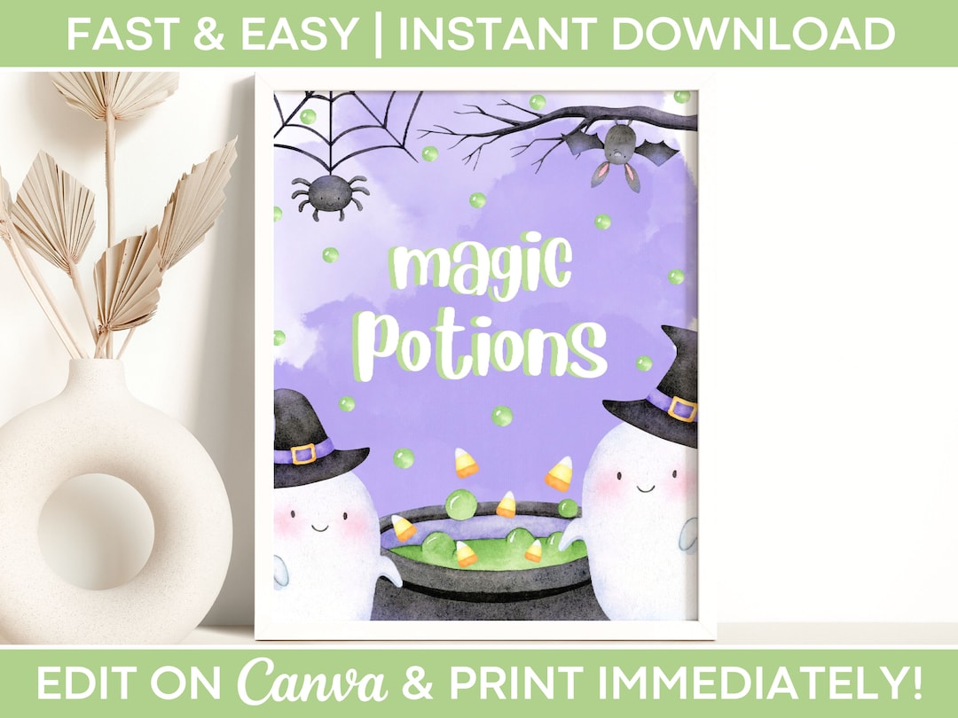 Editable Halloween Magic Potions Sign, Halloween Birthday Sign, Party ...