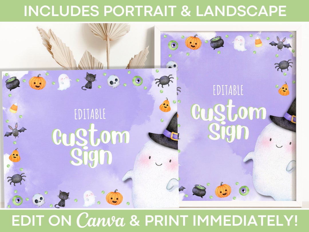 Editable Halloween Party Sign, Halloween Birthday Sign, Custom Halloween Sign, Party Sign