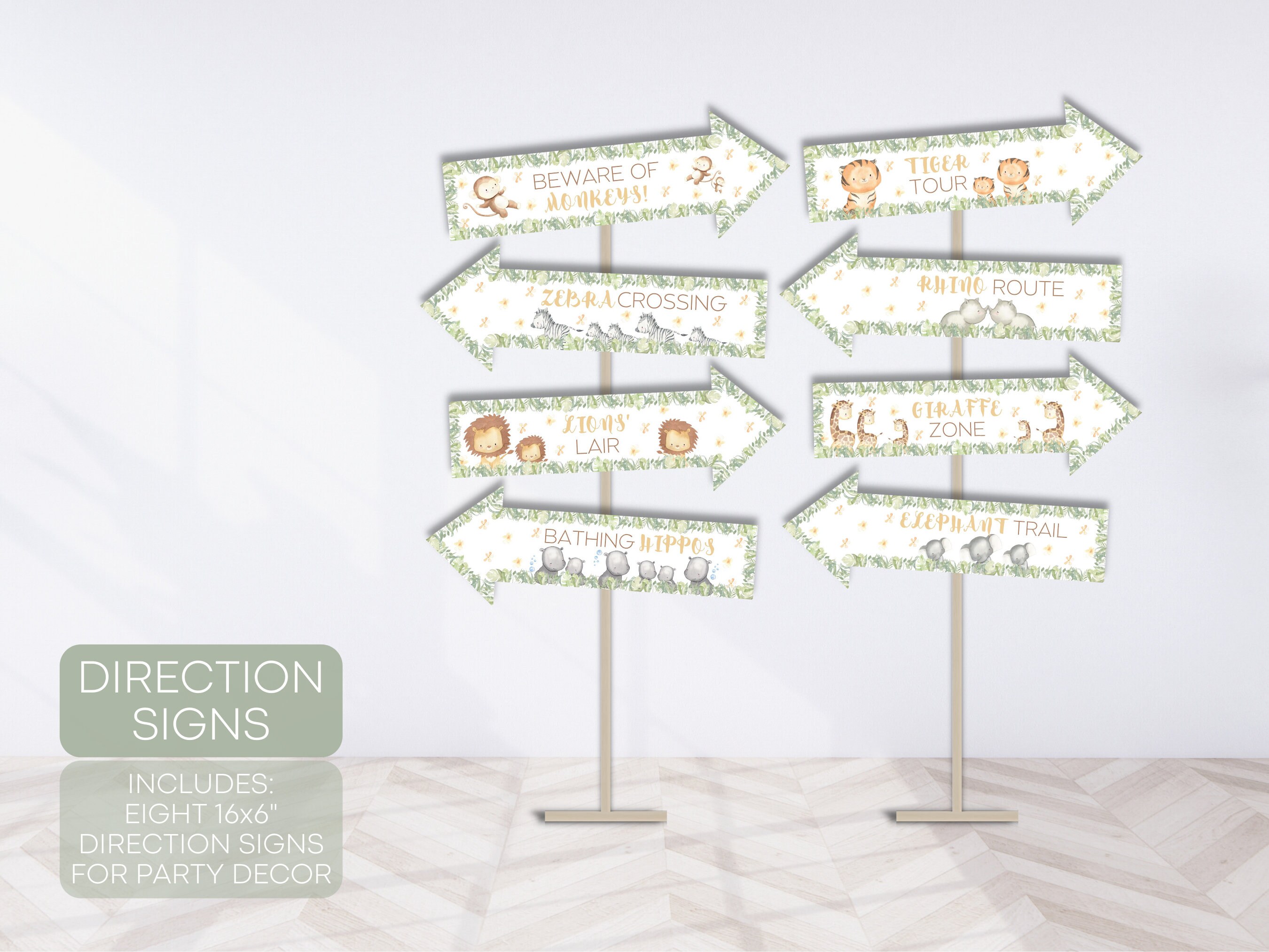 Editable Safari Directional Sign, Party Direction Sign, Direction ...