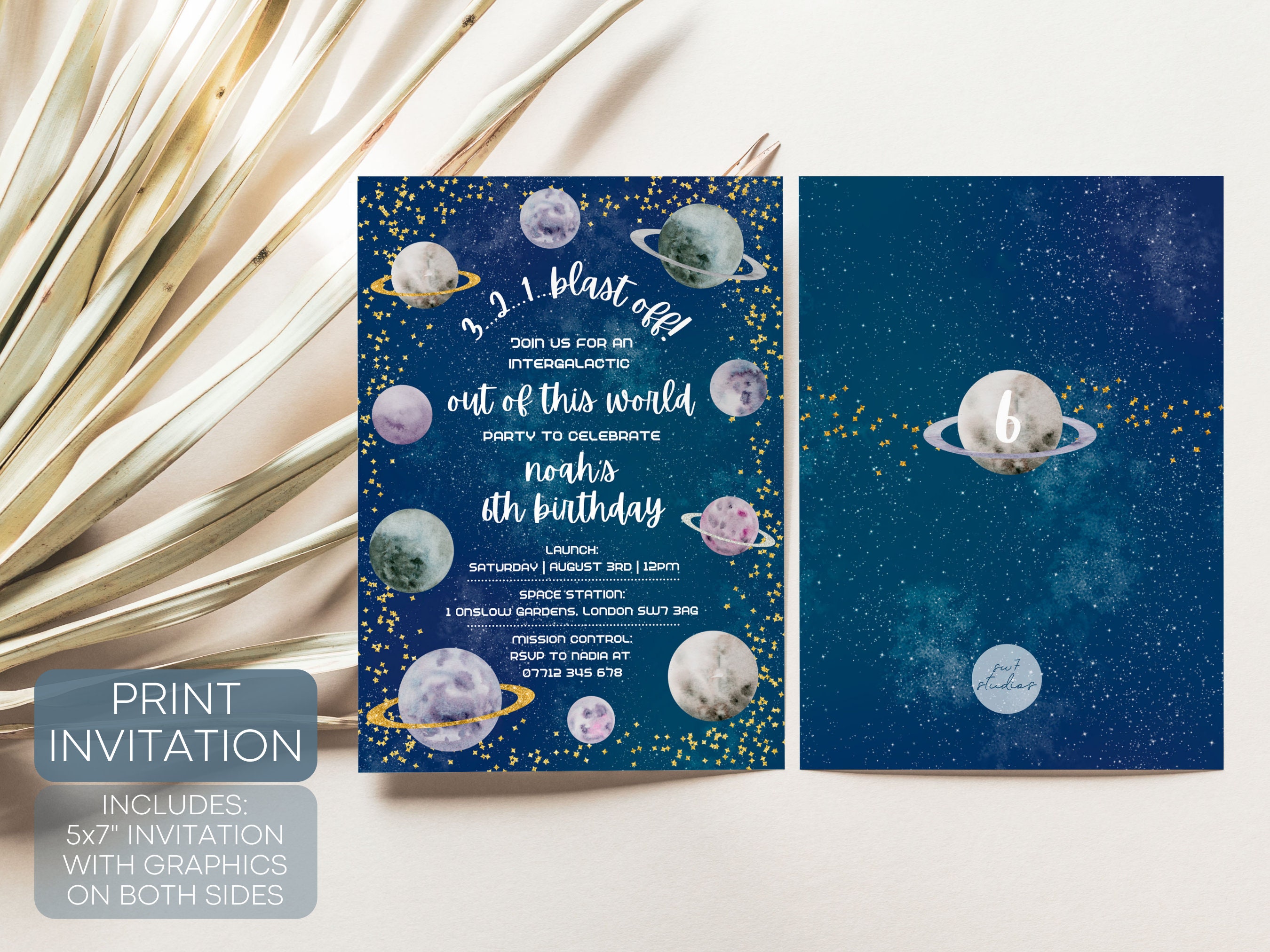 Editable Space Birthday Party Invitation, Birthday Invitation Template ...