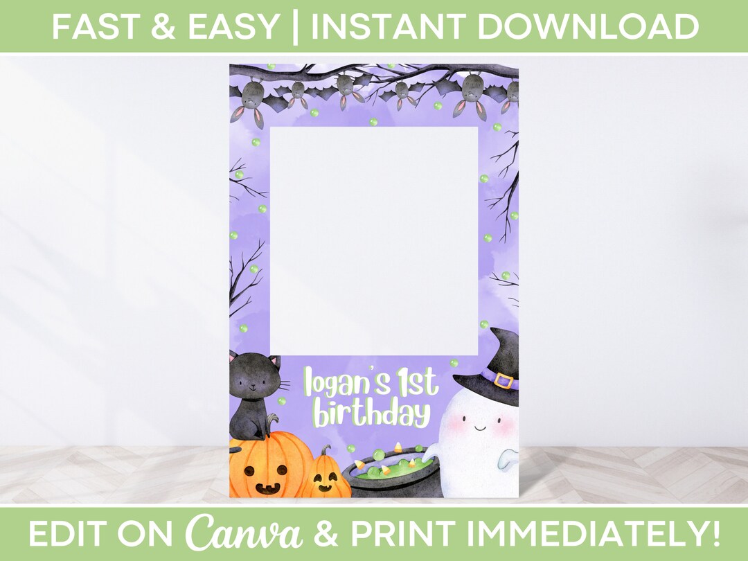 Editable Halloween Selfie Frame, Halloween Photo Booth Prop, Birthday ...