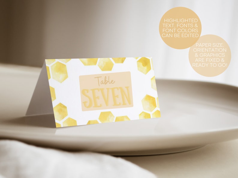 Editable Bee Table Numbers, Table Number Template, Table Number ...