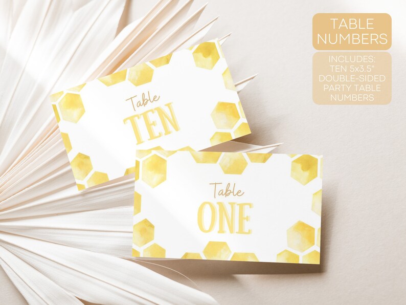 Editable Bee Table Numbers, Table Number Template, Table Number ...