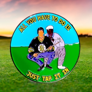 Magnetic Golf Ball Marker, golf accessories, "Just Tap It In" Hat or belt clip