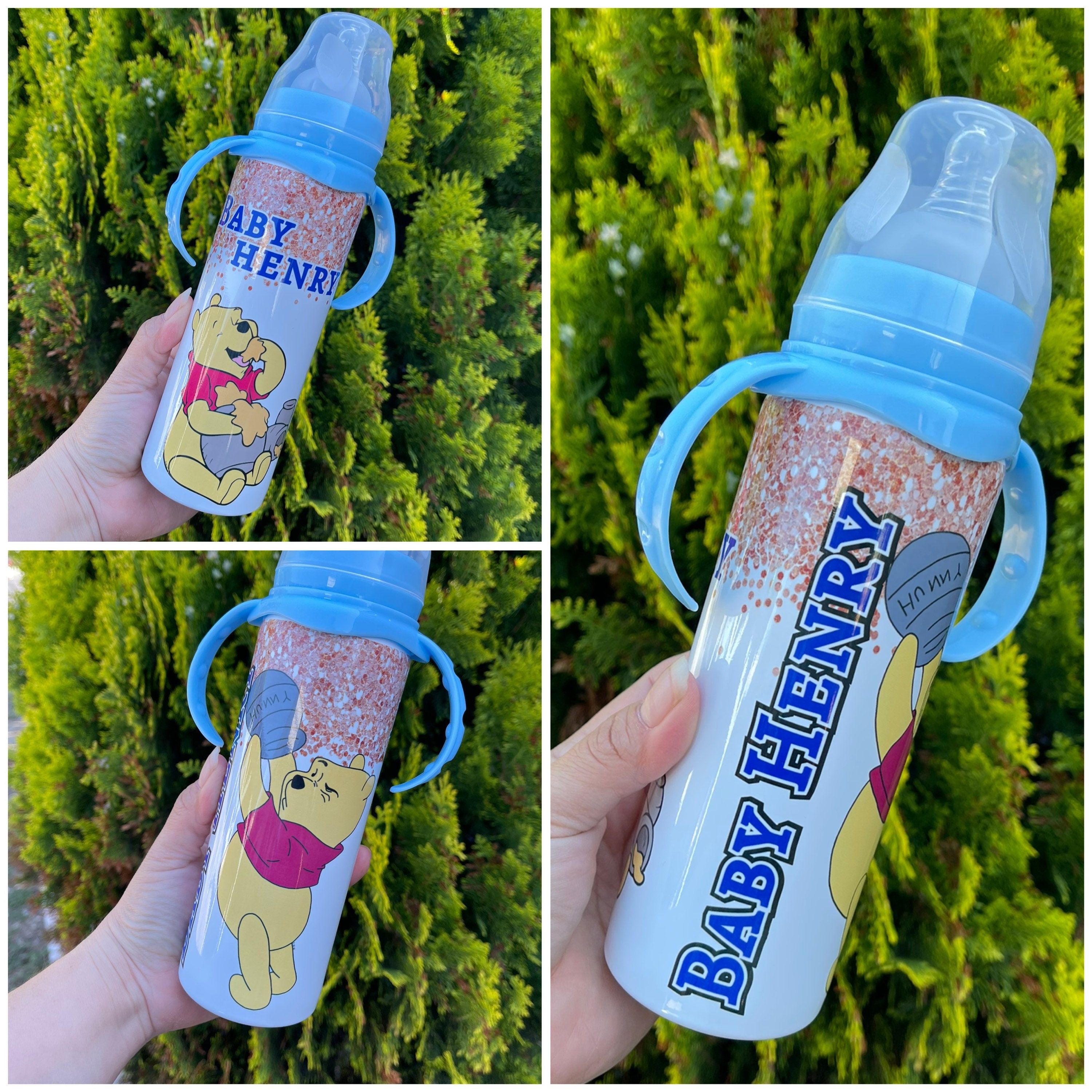 Personalized Baby Bottle Pooh Baby Bottle Name on Baby Bottle Etsy