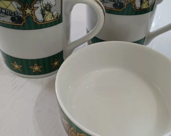 Tazas de porcelana y plato de baratijas de Tiffany Co. Diseñados 4 Fulbright Jaworski Japón