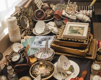 Vintage Estate Sale Mystery Box, Home Decor, Curated - Large Box (12 Items)