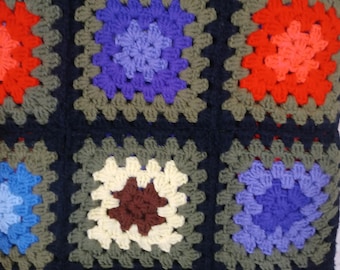 Manta afgana tejida a mano, 45 x 60 cm, color negro, diseño colorido