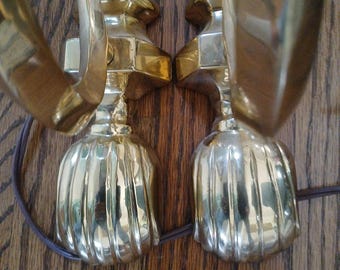 Par vintage de apliques eléctricos de pared de latón