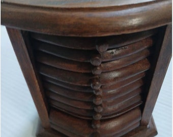 Posavasos vintage de madera y corcho, juego de 12 en caja de madera, artículos para el hogar, artículos de bar