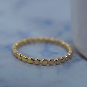 10K Solid Gold Flat Full Bead Ring Stacking Dainty Minimalist Bold Dot Light Weighted Simple Dottie Ring Handmade Eternity Bubble Stack Ring