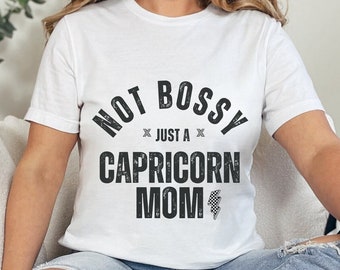 Not BOSSY Capricorn Mom TShirts, Checkerboard Print, Shirts for Women, Mother's Day, Gift for Mom, Vintage Spring Tee, Unique Horoscope Gift