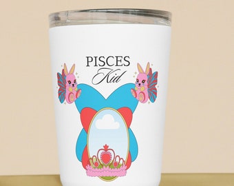 Kids Tumbler Cup with Lid, Spill Proof, Toddler Easter Cups, Birth Month March, Custom Pisces Astrology Gift, Zodiac Sign Dates, Baby Shower