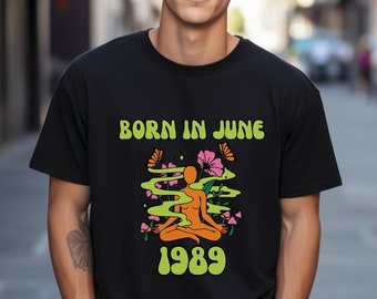 1989 Retro T-Shirts, Personalized Birth Year, June Birthday Gifts, Fathers Day, Dad Zodiac Gifts, Colorful Tops, Horoscope Teen Summer Shirt