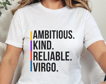 Virgo Horoscope Traits T-Shirt, Custom Tee Shirts, Horoscope Gift for Women, Birthday Gifts for Virgo, Astrology Zodiac Gift, Summer shirts