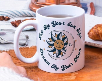 Custom Sun & Moon Mug Gift, Celestial Aesthetic Mug, Large Astrology Ceramic Mugs, Big Text Cups, Mothers Day Gifts, Encouragement Gifts