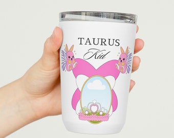 Kids Tumbler Cup with Lid, Spill Proof, Toddler Easter Cups, Birth Month May, Custom Taurus Astrology Gift, Zodiac Sign Dates, Baby Shower