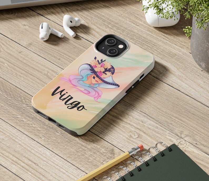 Water Color Zodiac Aesthetic Cell Phone Case, Personalize iPhone Cover, Colorful Birthday Gift for Her, Mothers Day Gifts, Birth Month Dates image 1