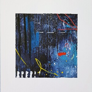 ORIGINAL ABSTRAKTES GEMÄLDE Tangled I Acryl auf Papier 10 x 10cm Miniatur von Maxine Lee Mackie