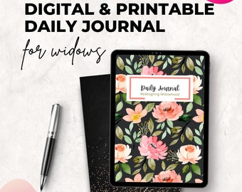 Daily Journal for Widows, Digital and Printable Journal for iPad and Tablet, Gratitude Journal, To-Do List, Daily Events, Grief Journal