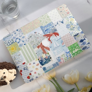 Blue Patchwork Pictures Macbook Case,Hard Laptop Case for Macbook Air15/13 Pro 13/14/15/16 2020 2021 M2 2022 2023|Macbook Cover