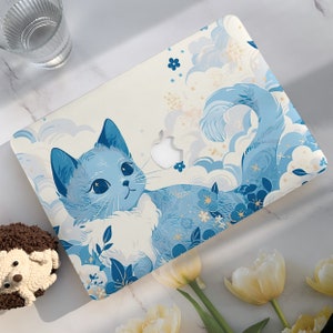 Cute Blue Cat Macbook Case,Hard Laptop Case for Macbook Air15/13 Pro 13/14/15/16 2020 2021 M2 2022 2023|Macbook Cover