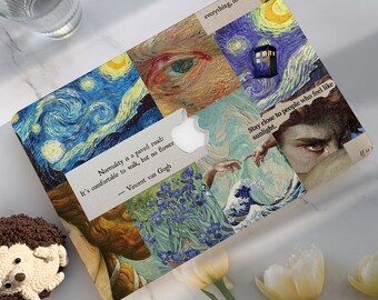 Funda rígida para MacBook con diseño de patchwork de Van Gogh