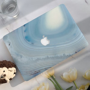 Blaue Marmor Textur Macbook Air Hülle | Hartschale Laptop Tasche für Macbook Air 11/13 Pro 13/14/15/16 2020 2021 M2 2022 Cover Active |