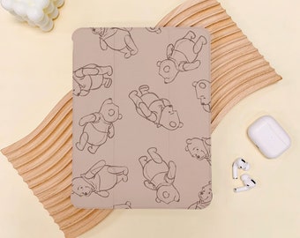 Winnie the Pooh iPad Case Cover: Cartoon Design, Tri-Fold