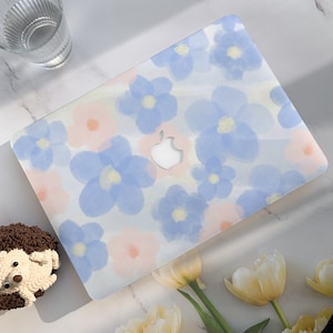 Pink&Blue Flowers Macbook Air Case | Hard Laptop Case for Macbook Air 11/13 Pro 13/14/15/16 2020 2021 M2 2022 Cover Active|Macbook Cover