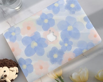 Floral Macbook Case: Pink & Blue Flower Laptop Cover