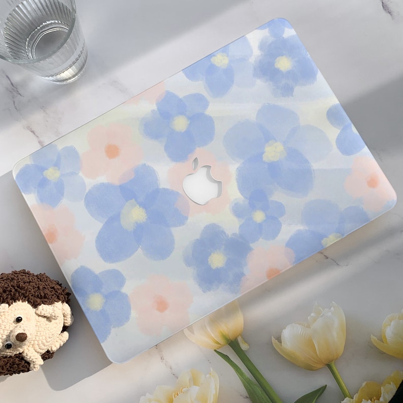 Pink&blue Flowers Macbook Air Case Hard Laptop Case for Etsy