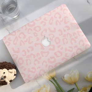Rosa Macbook Air 15 Hülle mit Leopardenmuster | Hartschale Laptop Tasche für Macbook Air 13/11 Pro 13/14/15/16 2020 2021 M2 2022 Cover Active|Macbook Cover